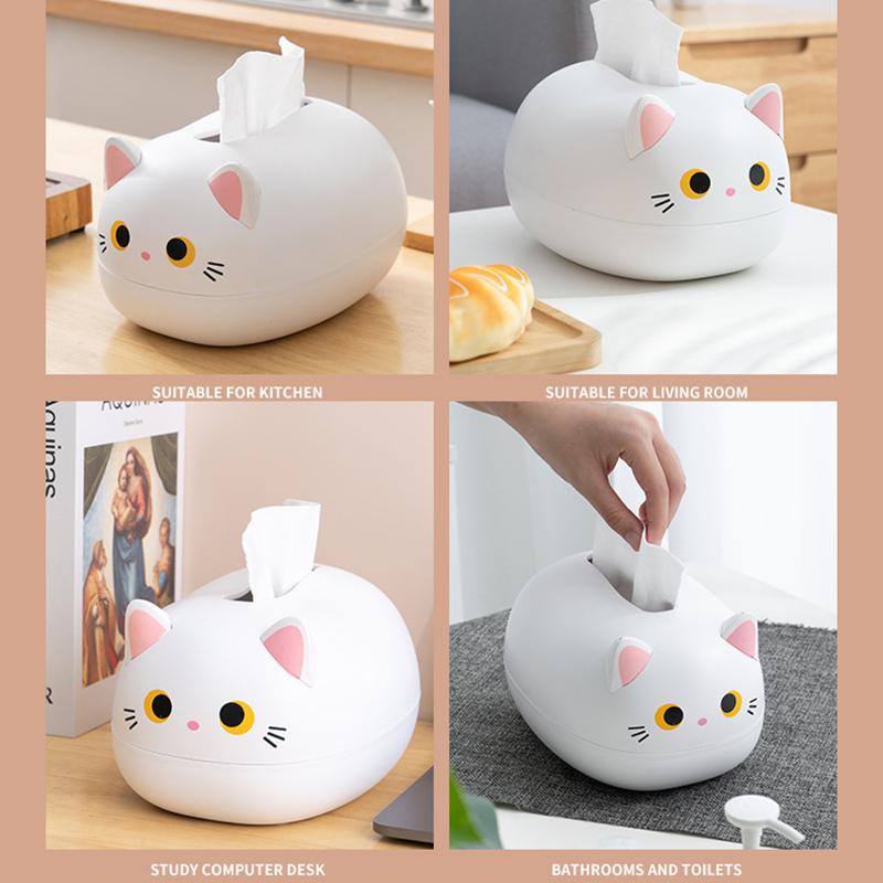 Multifunction Tissue Box Kitchen Napkin Storage Box Wc Paper Container Desktop Toilet Paper Holder Cute Cat Style Decorate New