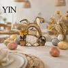 Hand Painted Rabbit Decorations Wooden Fairy Door Decor, 2D Gnome Elf Ornament, Bunny Mushroom Springtime Living Room Embellishments Wood Craft, House