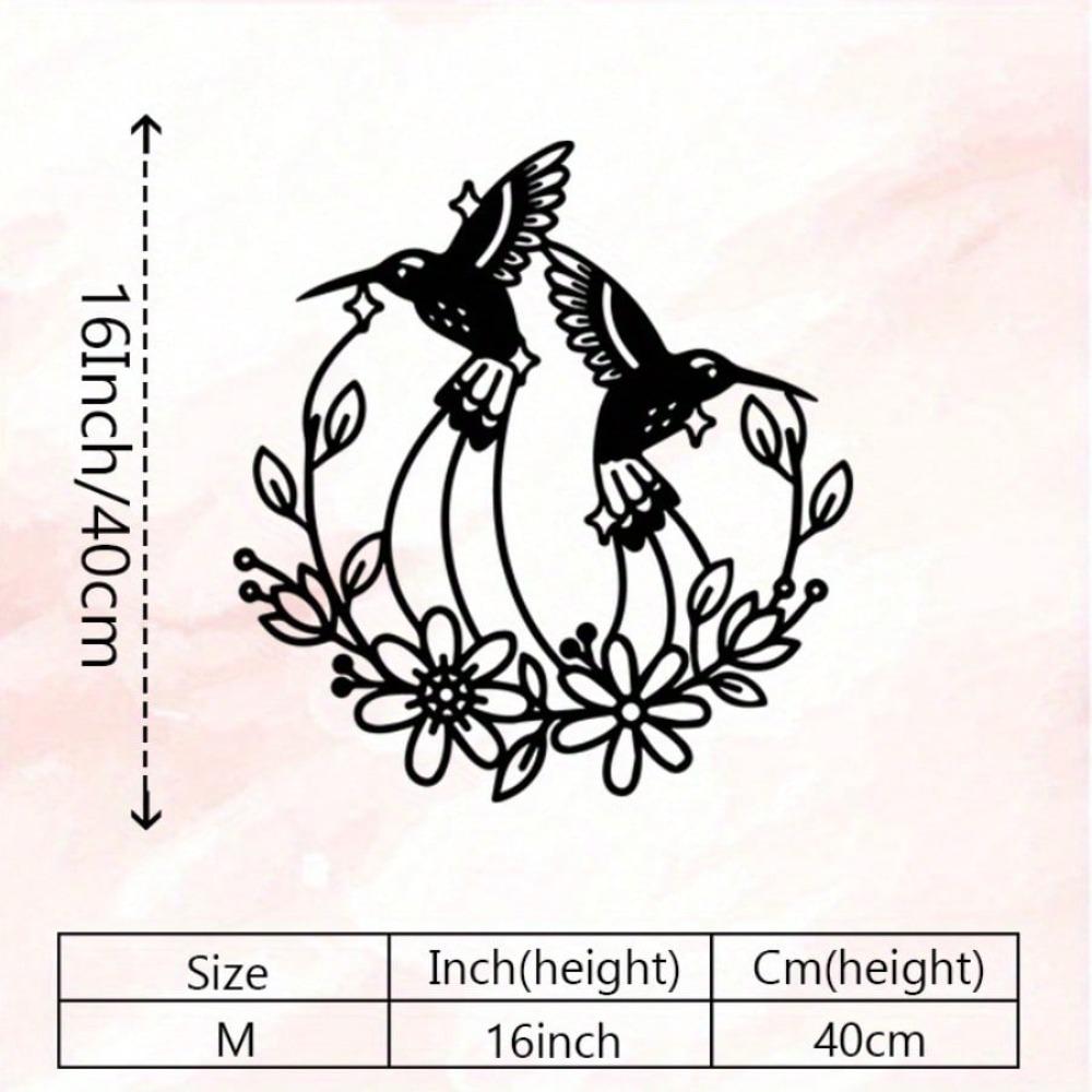 Vintage Metal Hummingbird Wall Art Rustic Iron Garden Decoration Floral Design Bird Lover Gift