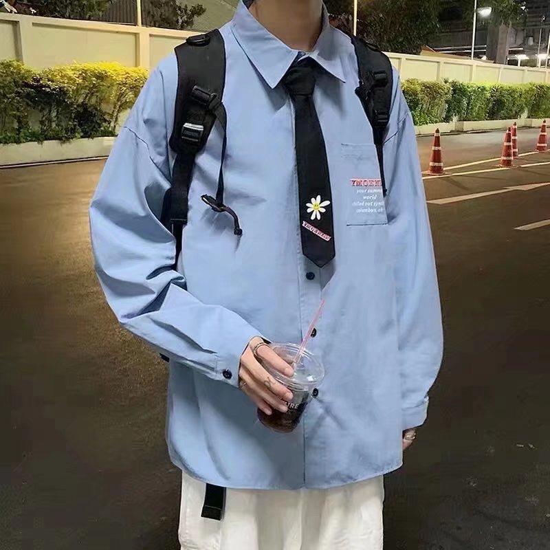 

Японская рубашка, мужская осенняя рубашка с длинным рукавом, корейская трендовая рабочая одежда, красивая рубашка, свободная и красивая мода