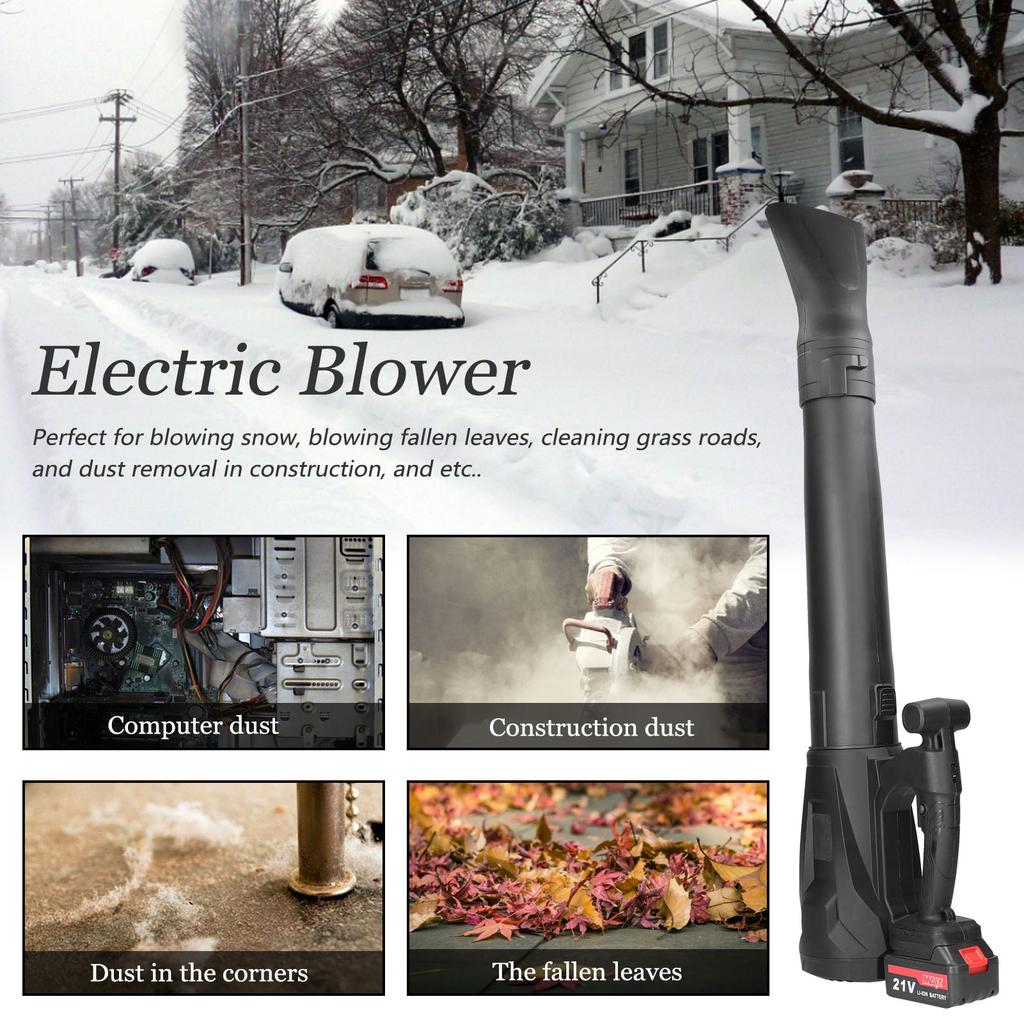 High Power Electric Blower Strong Wind Leaves Blower Dust Removal Fan Handheld Lithium Battery Rechargeable Home Snow
