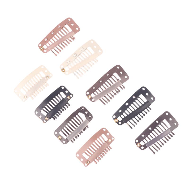 10Pcs 9/10 Teeth Snap Wigs Clips Portable Metal Snap Hair Clips For Hair Extensions Accessories Tool10 Pcs Hair Extension Clips