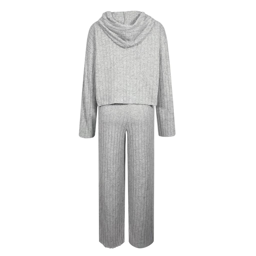 Women's Casual Fashion Turtleneck Knitted Long Sleeve Sweater Pants Two-piece Set