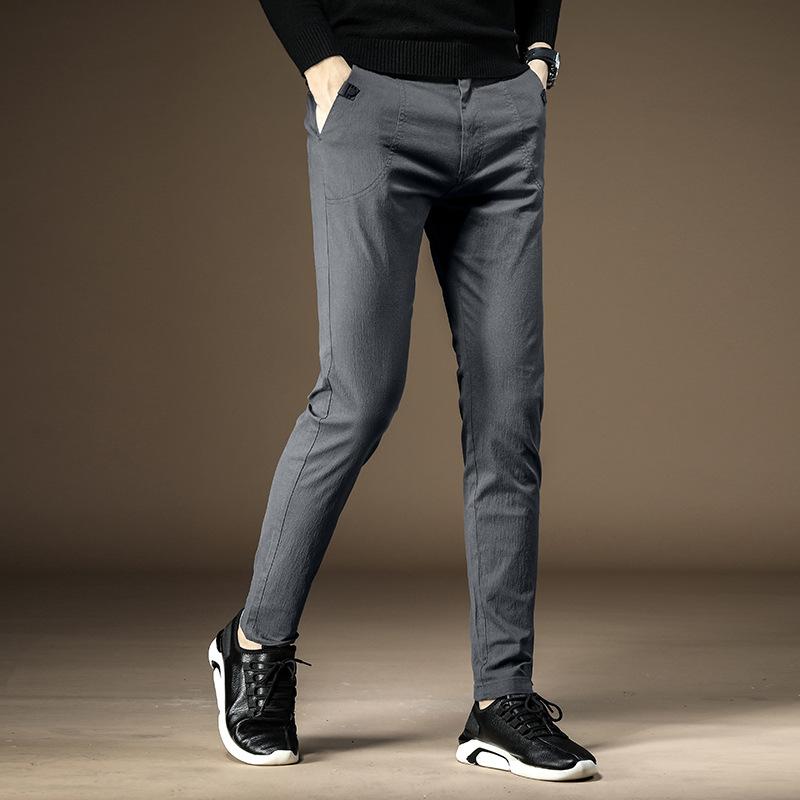 Summer Thin New Men'S Ice Silk Casual Pants Fashionable And Versatile Elastic Slim Straight Leg Small Leg Pants Men'S Pants