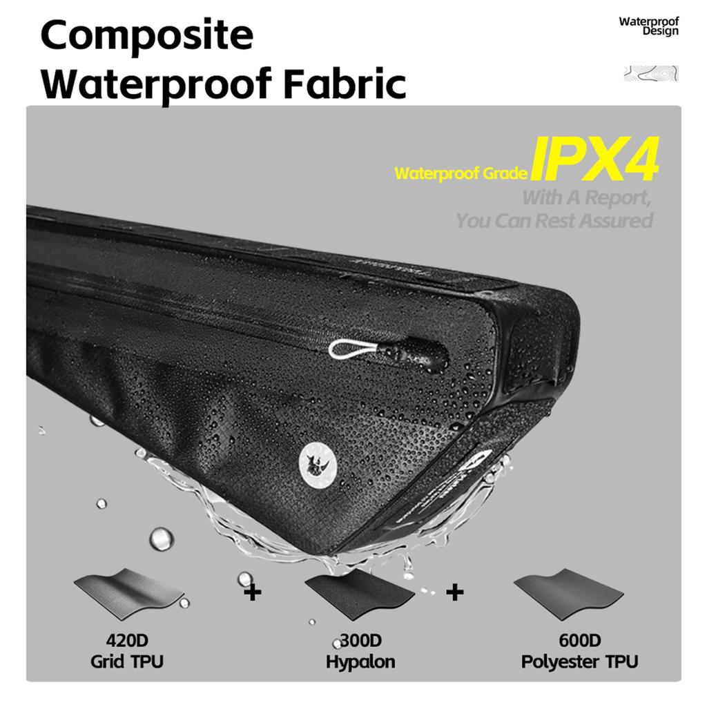 Rhinowalk Waterproof Bike Frame Bag, 1.7L Triangle Bag, Bicycle Pouch, Under-Tube Bag, Professional Cycling Accessories - Small