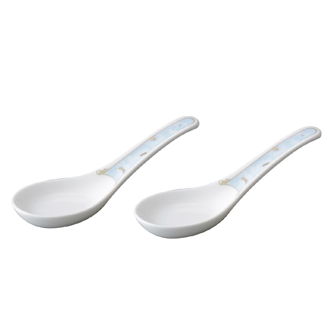 

NARUMI Renge Set, Ramage, 13cm, Blue, Floral Print, Cute and Stylish Pair of Ceramic Renge Spoons, Gift Boxed, 52468-23402
