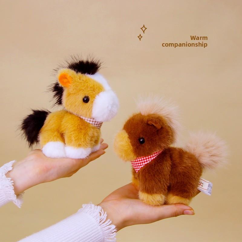 Plaid Cute Scarf Pony Plush Toy Doll Desktop Decoration Ornament For Gift