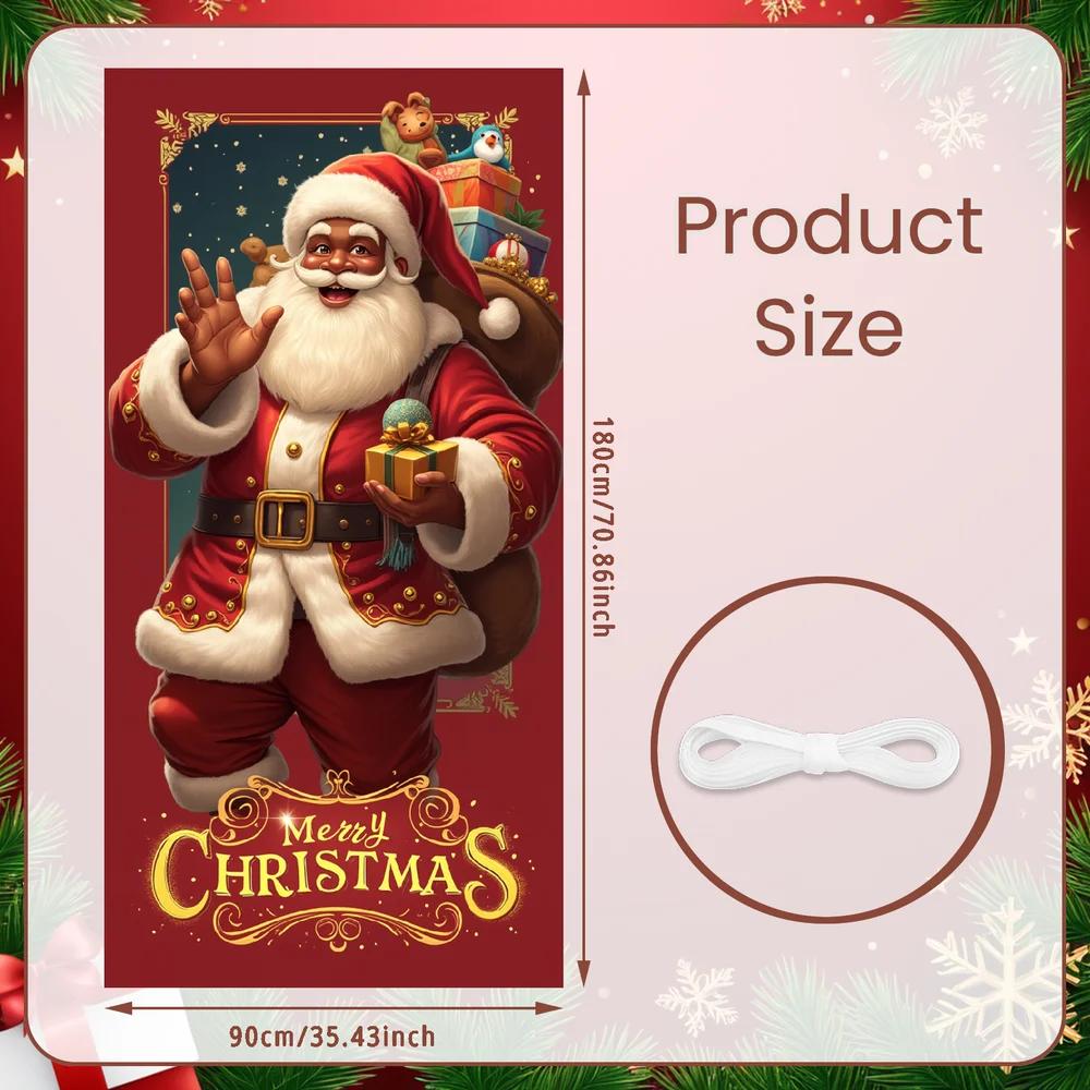 Santa Claus Christmas Door Cover Cloth Lining Decor for Outdoor Garden Kitchen Home Decorations Open the Door Holiday