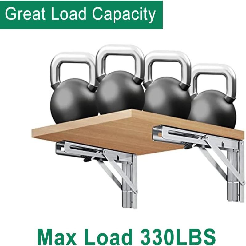 2pack Heavy Duty Foldable Shelf Bracket, DIY L  Stainless Steel Bracket for Workbench Folding Table Hinge