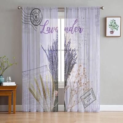 Lavender Ear Of Wheat Vintage Tulle Curtains For Living Room Chiffon Voile Sheer Window Curtain For Bedroom