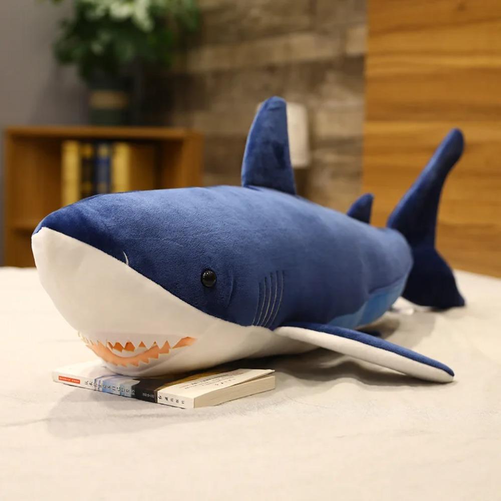 90cm Plush Giant Shark Toy Sea Fish Doll Animals Long Sleeping Pillow Cushion Stuffed Birthday Gifts For Boys Baby