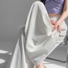 Women's White Lace Two-Piece Wide-Leg Pants with Crotch Cover - High-Waisted, Slimming, Draping, Floor-Length for Summer
