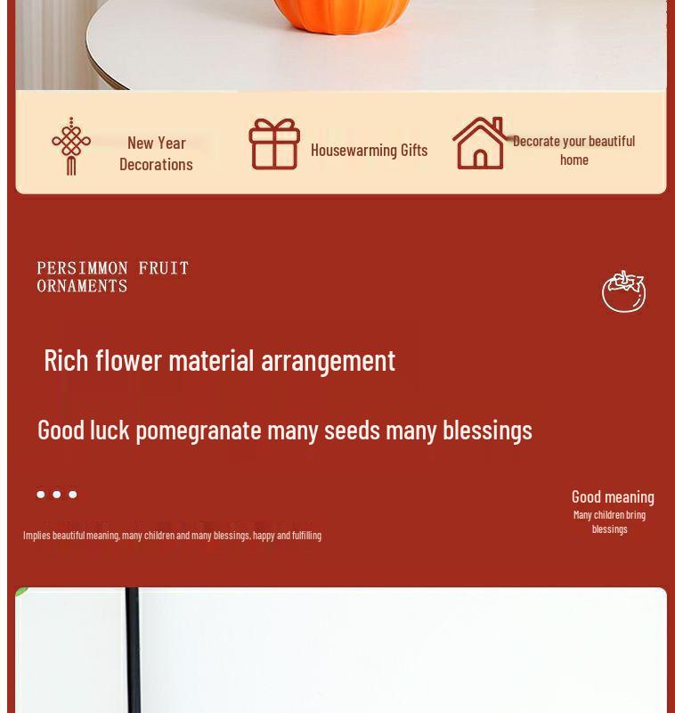 Red Persimmon Artificial Flower for Wedding, New Year, Living Room, Dining Table, TV Cabinet, and Housewarming Decor