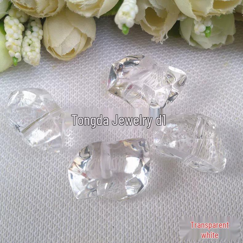 DIY Acrylic Irregular Beaded Earring Kit - Imitation Crystal Ice Cube Beads (19x28mm)