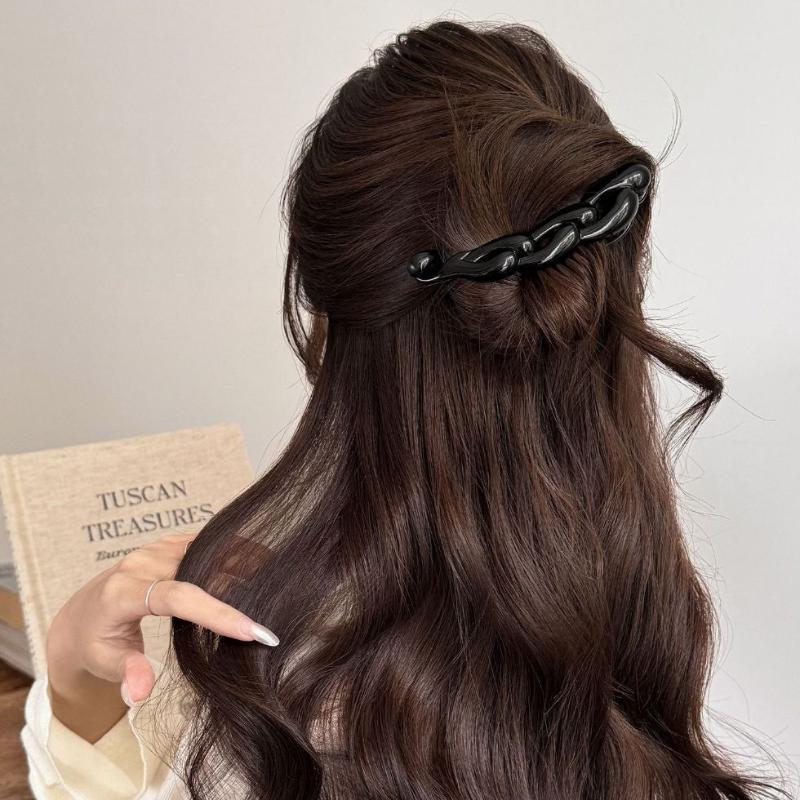 2Pcs Women Acrylic Retro Twisted Banana Hair Clips Soft Edge Ponytail Holders for Sensitive Scalp Daily Wear Hairstyling Accessory