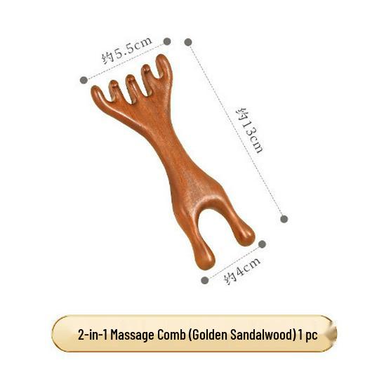 Sandalwood 4-in-1 Scalp Massager: Gua Sha, Meridian Dredging, Follicle Care Comb