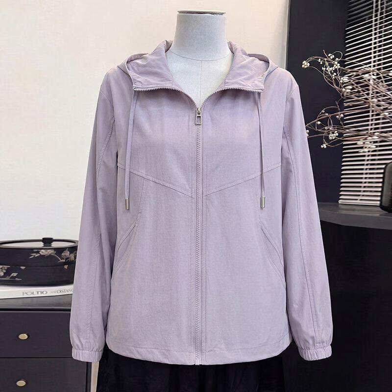 Xuexi 2026 Women s Summer Hooded Sun Protection Jacket 4XL светло-фиолетовый