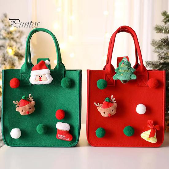 

Рождественская сумка с рисунком Санта-Клауса из фетра, яркий цвет, просторная прочная сумка для рождественских покупок