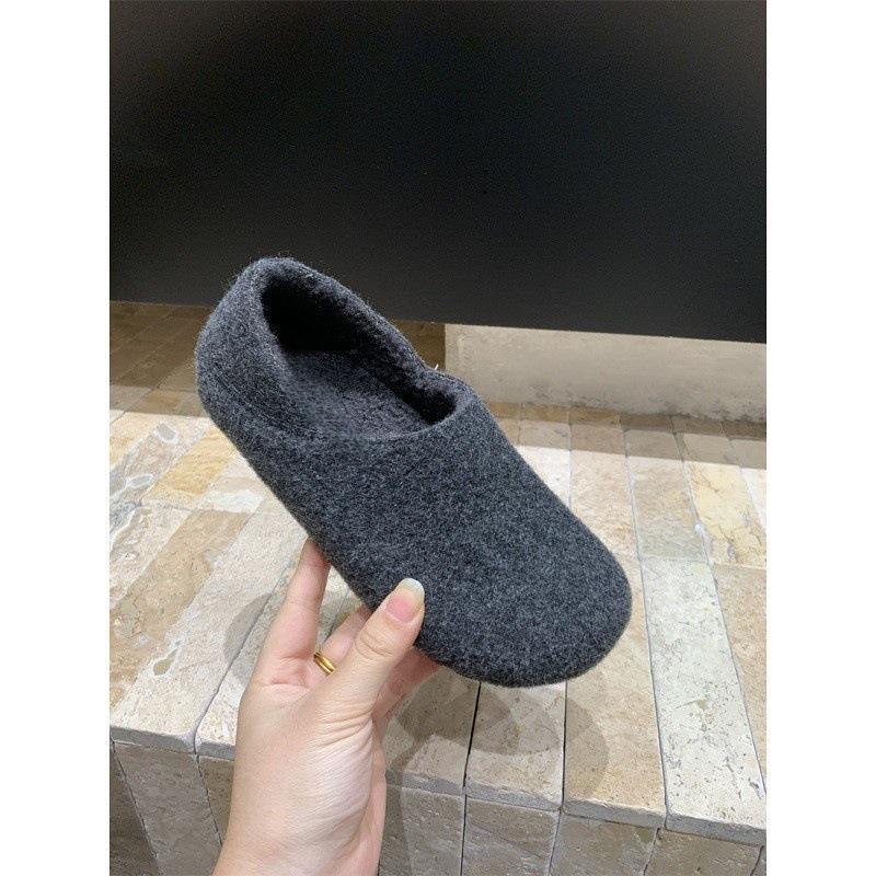 Niche inner heightening velvet Birkenstocks, autumn and winter one-pedal lazy Boken gray fluffy single shoes