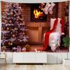 Neon Fireplace Tapestry Wall Hanging Christmas Tree Gift Socks New Year Atmosphere Background Cloth Witchcraft Home Decor