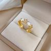 Real Gold Pentagram Micro-Inlaid Ring Women'S Opening Adjustable Ring Jewelry Douyin Same Jewelry