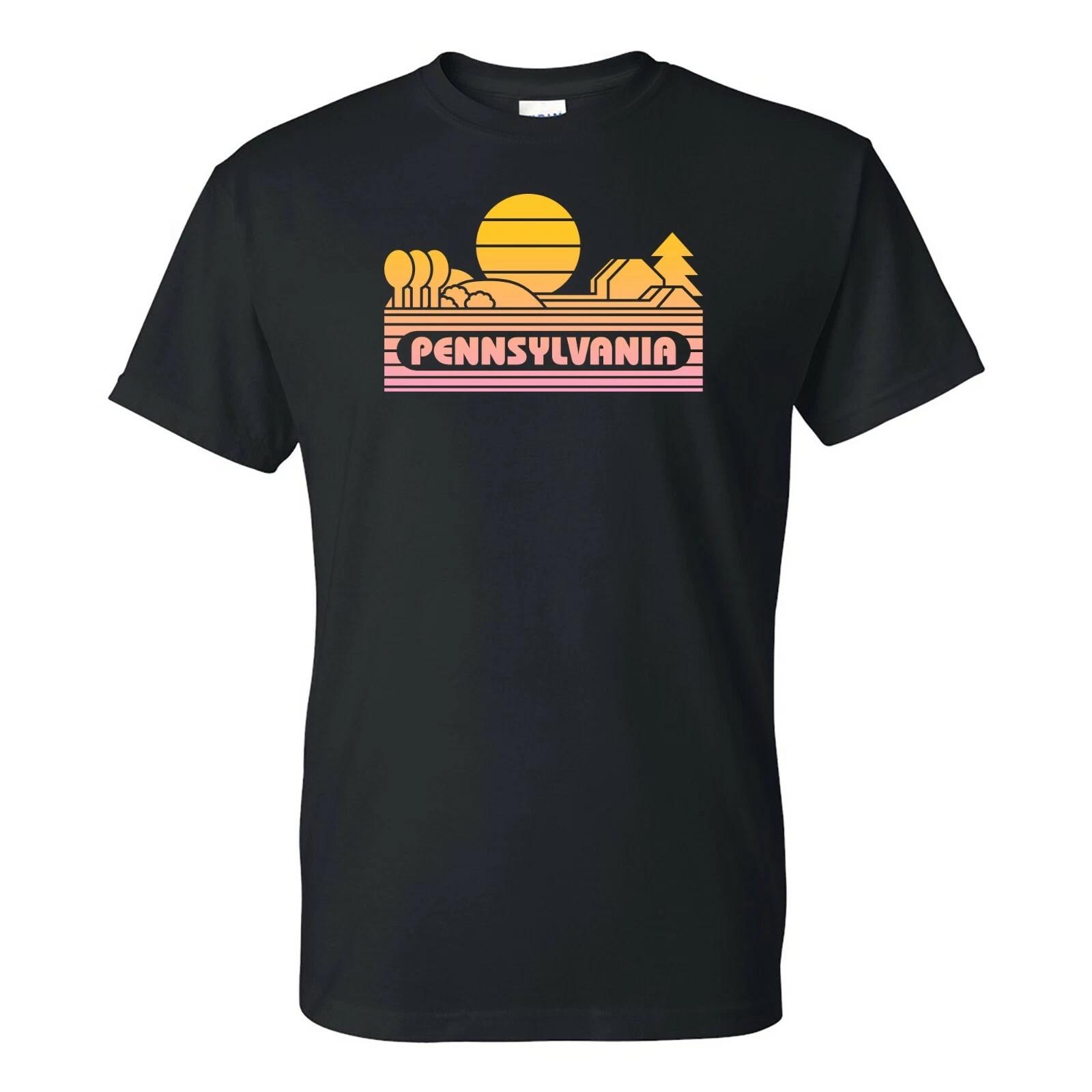 Pennsylvania Groovy Sunset - Landscape Vacation Home State T Shirt - Black 3XL