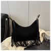 Women's Vintage Suede Tassel Crossbody Bag - Retro Frosted Shoulder Accessory for Autumn/Winter