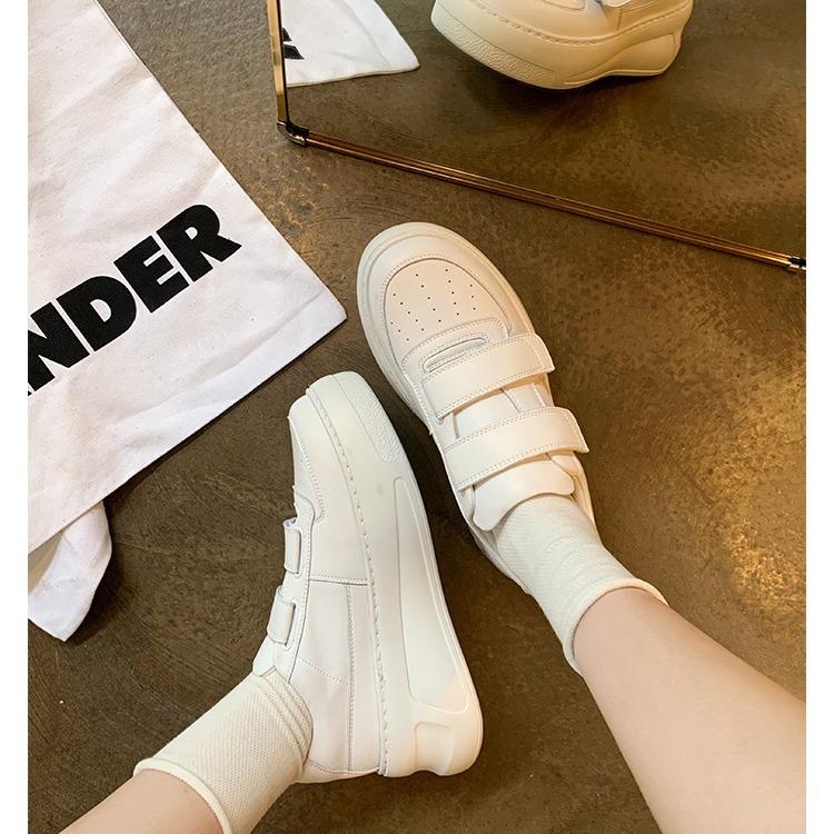 Grape mother studiolee thick-soled heightening Velcro board shoes genuine leather little white shoes women's 2025 new explosion