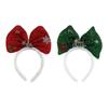 Plush Bowknot Hair Hoop Shiny Christmas Headband Trendy Christmas Hairband  Party