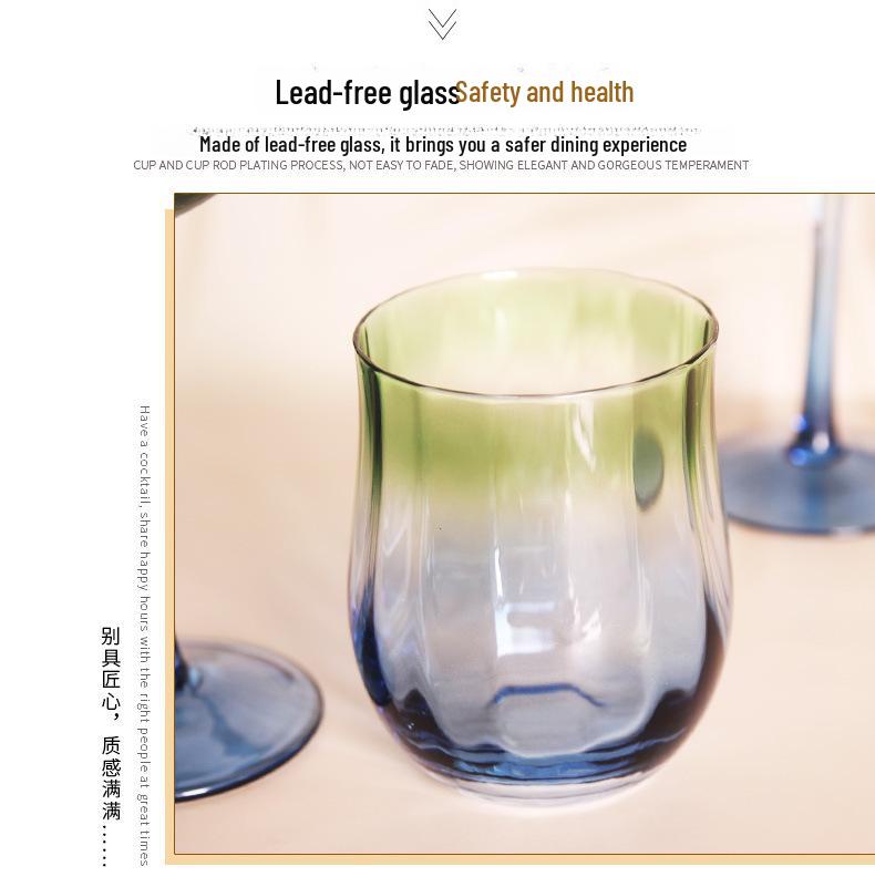 Hand-Blown Medieval Goblet: Gradient Green Edge with Floral Design