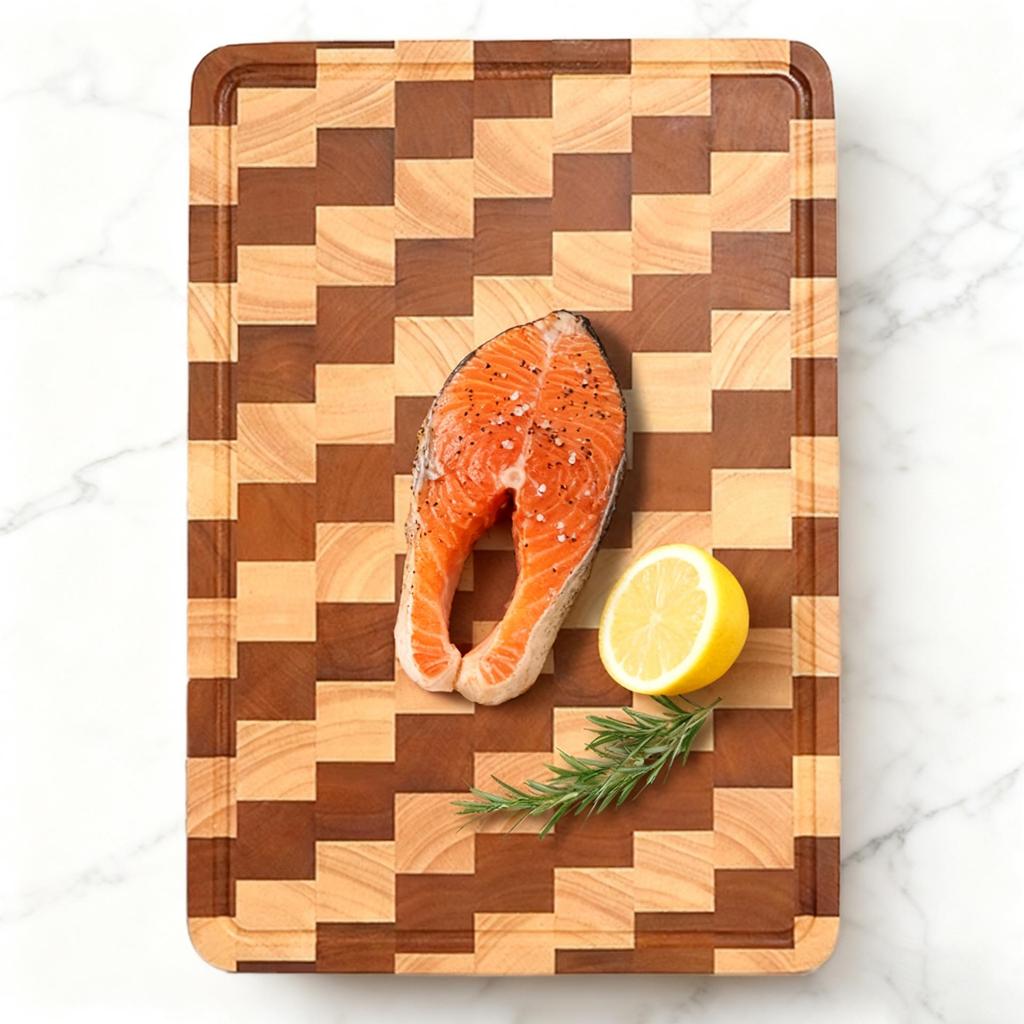 Large Wooden Chessboard Cutting Board: Thickened, Versatile for Vegetables, Fruits, Desserts, and Steaks