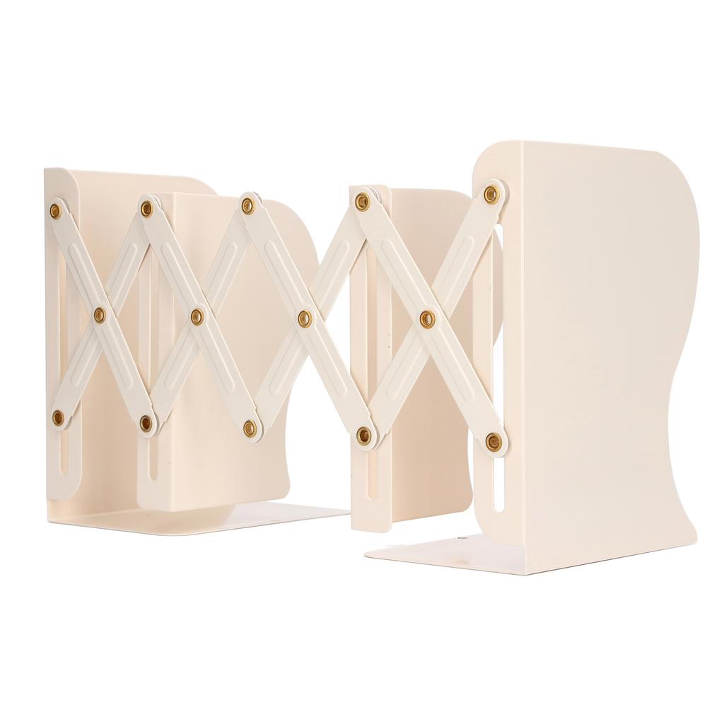 Metal Book Ends Orderly Storage Adjustment Metal Construction Simple Beige Retractable Bookend for H