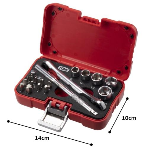 TONE Socket Wrench Bit Set MIX21620P Bit Insertion &6.35mm (1/4") Red Contents 18 Items