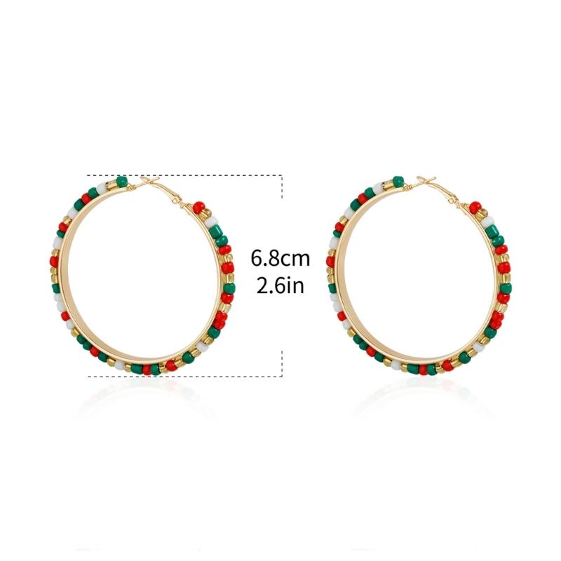 Festive Multicolor Beaded Earrings Alloy Lightweight Design Perfect For Christmas Celebrations