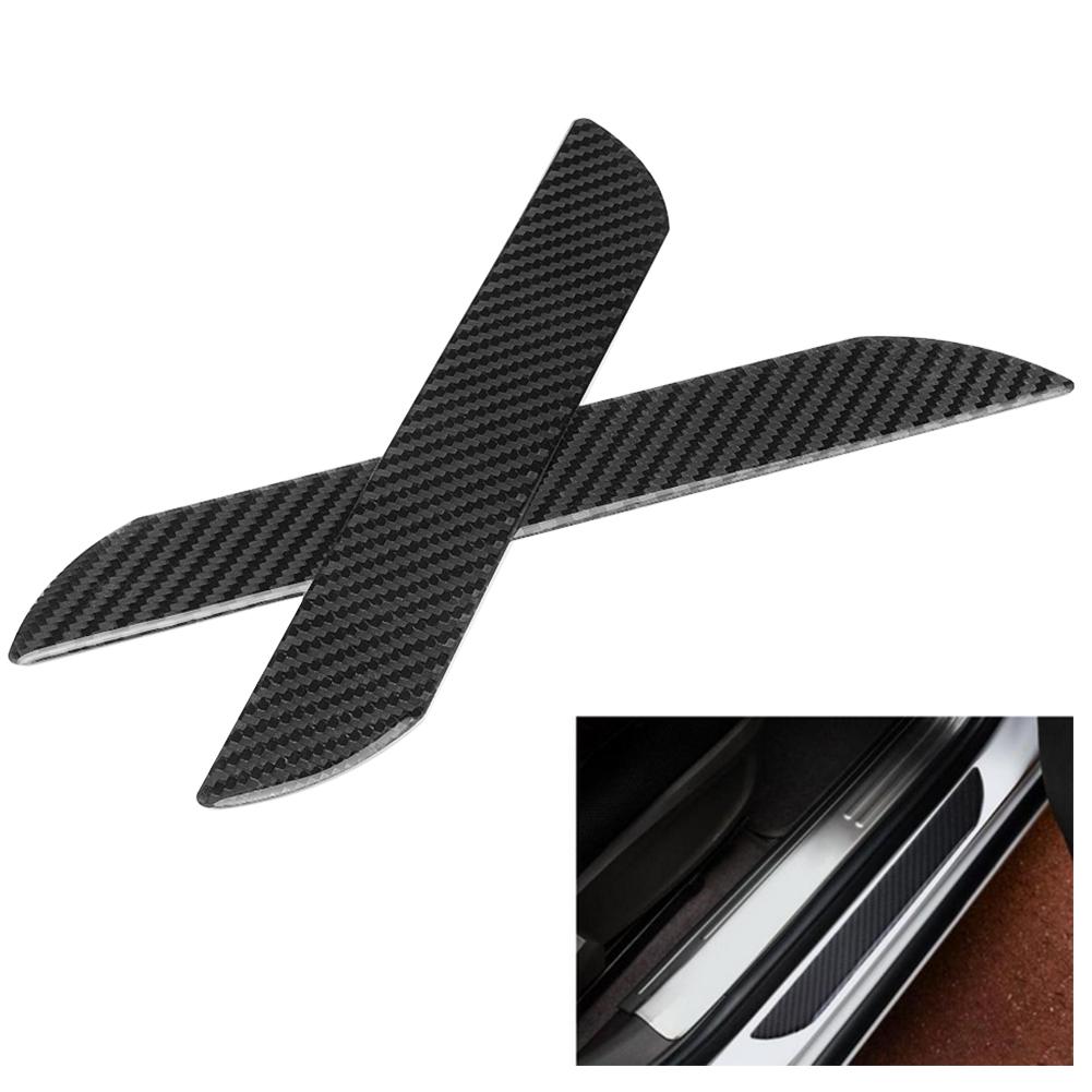 2Pcs Carbon Fiber Car Door Sill Scuff Plate Pedal Trim Accessory 3.65x25.3cm