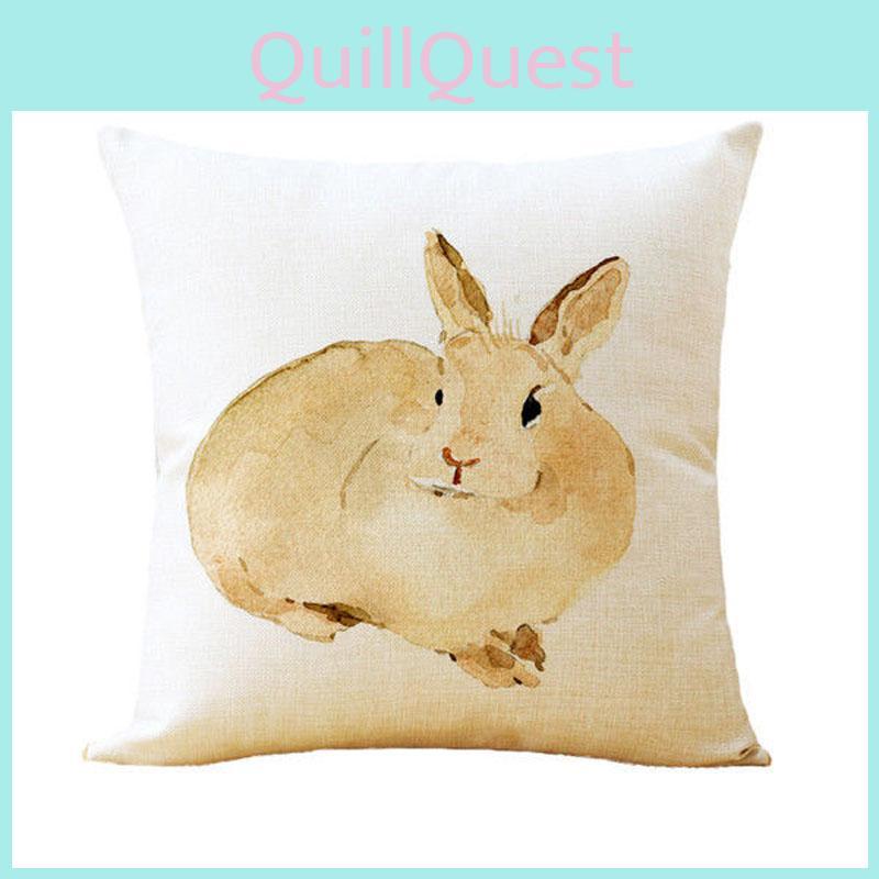 Adorable Rabbit Pillowcase Sofa Throw Pillows Cover With Animal Print For Cozy Home Decor
