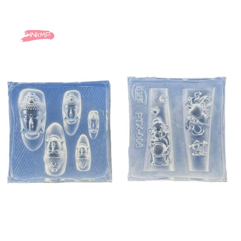 1Pc 3D Acrylic Mold Buddha Head God of Wealth Nail Art DIY Silicone Manicure Decoration Template for Nail Charm