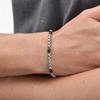 Trendy Black Stone Bracelet for Men,Adjustable Stainless Steel Box Chain Wristband,Hip Hop Simple Jewelry Birthday Gift