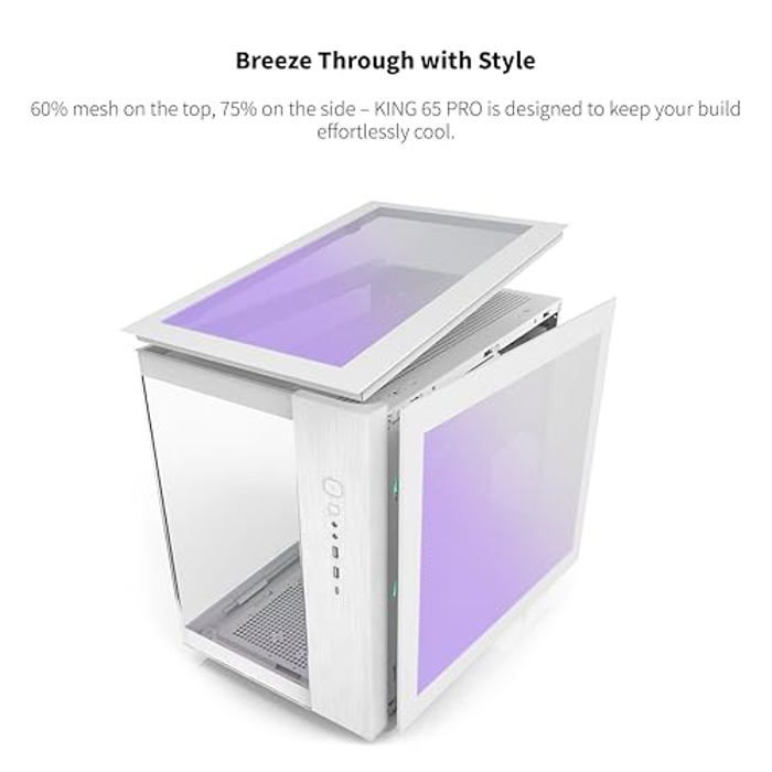 Boîtier pc de gaming - montech - king 65 pro - double chambre - panneaux en verre - 3 ventilateurs argb