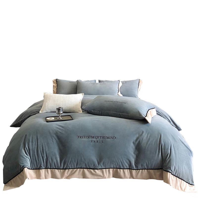 Miling High Gram Weight Flannel Embroidered Bedding Set