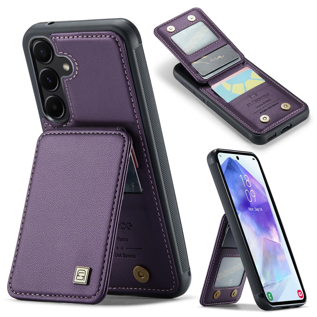 Vertical Cards Solt Wallet Leather Case for Samsung Galaxy S24 Ultra S23 FE S21 S22 Plus A15 A25 A35 A55 Magnetic Stand Cover