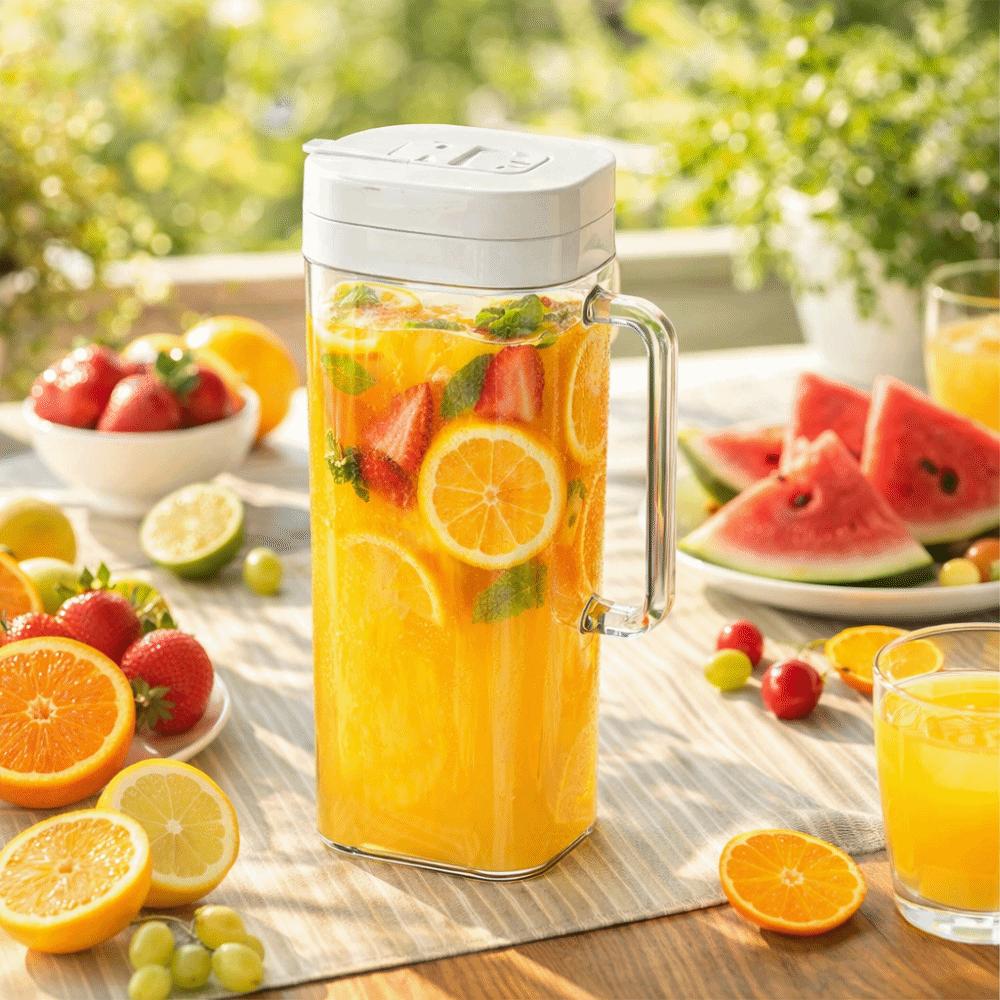 Flip Cover Refrigerator Water Pitcher Transparent Cold Brew Teapot Cold Water Kettle  Fruit Juice