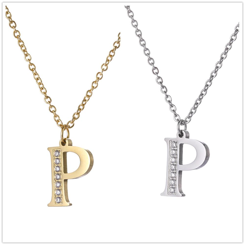 My Shape A-Z Letters Necklaces Girls Initials Alphabet Gold Color Chains Stainless Steel Rhinestone Name Pendant Choker Jewelry