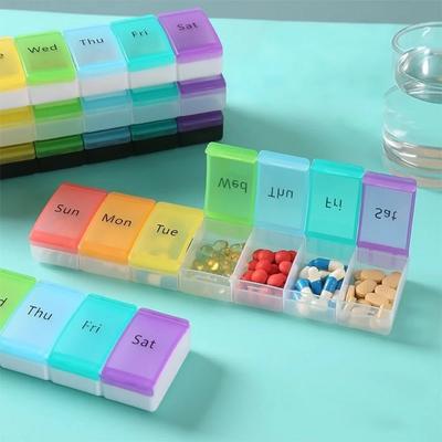 Hot Large Rainbow Premuim Weekly Pill Cas Organizer Box 7 Day 7 Grids Daily Storage for Vitamin Medicine Supplements Fish Oils