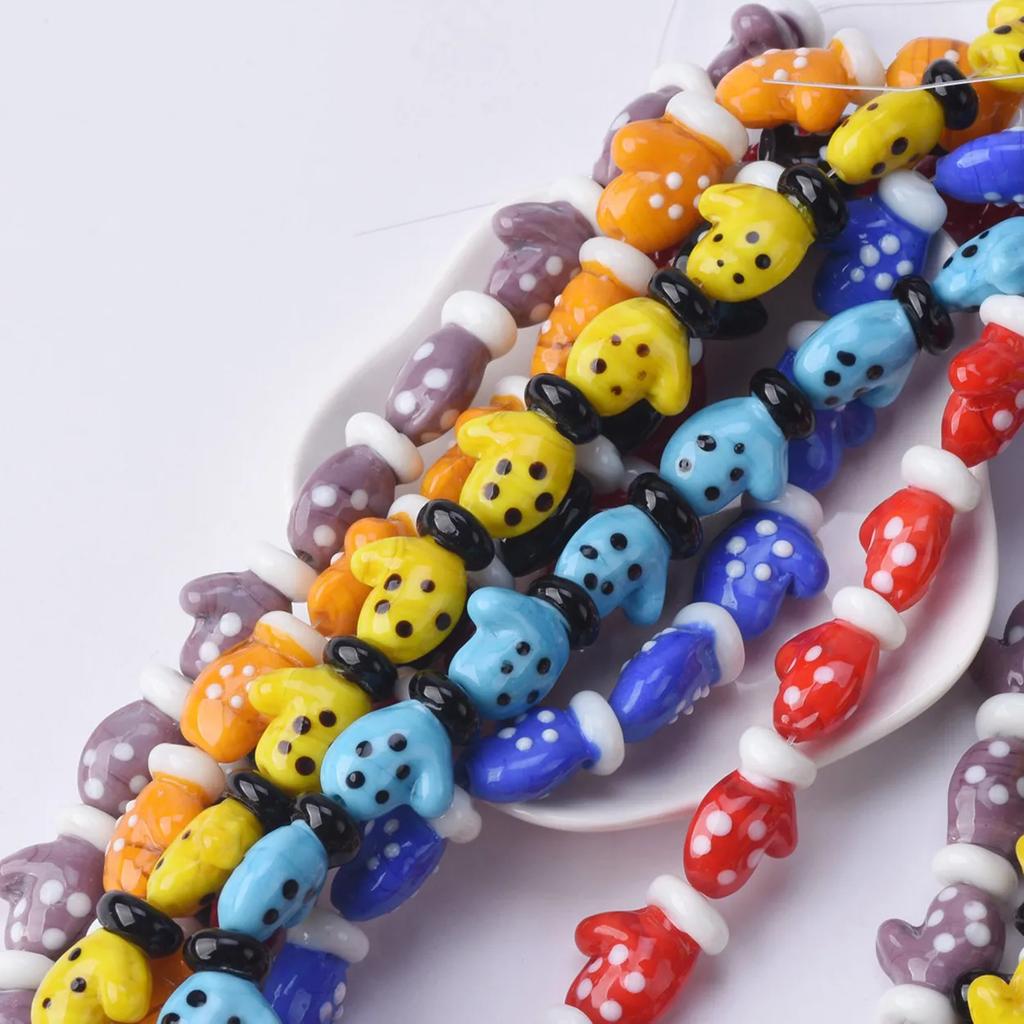 10pcs 18x14mm Glove Shape Handmade Lampwork Glass Loose Beads For Jewelry Making DIY Crafts Findings