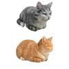 Kitty Figurine Realistic Novelty Modern Cute Sleeping Cat Statue Resin Animal Statue for Home Garden Dining Room, Bookshelf