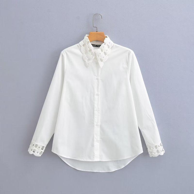 

Kaslead Fashion Casual Patchwork Cardigan Shirt White S