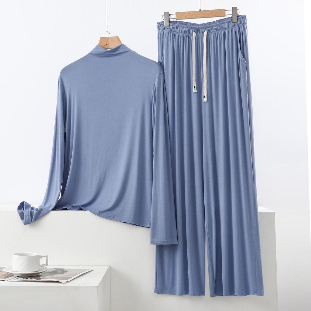 Damen Hochhals Langarm Pyjama-Set mit Schulterschutz - Weich, Glatt, Große Größen Sommer Nachtwäsche