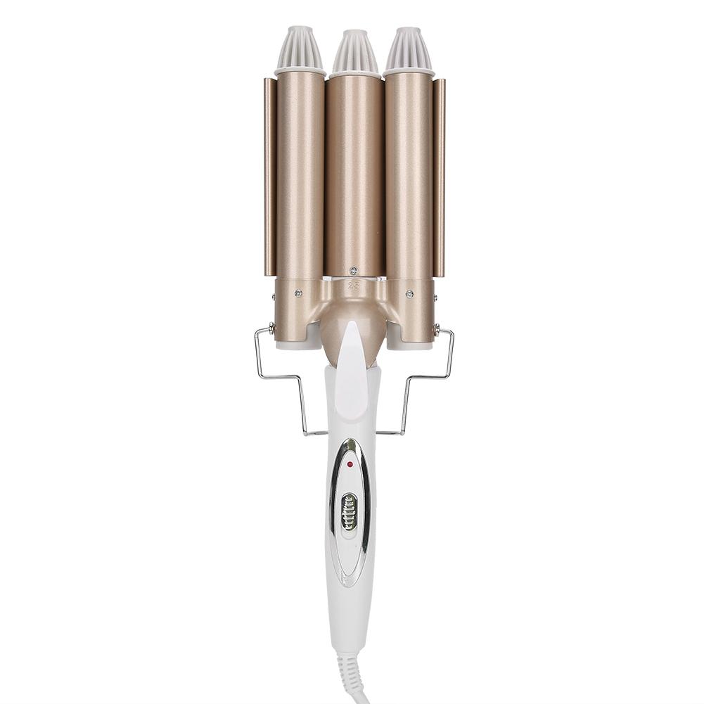 Three Barrel Curling Iron Salon Hairstyling Waver Hair Crimper Hairdressing Tool 25mm 110‑240VUS