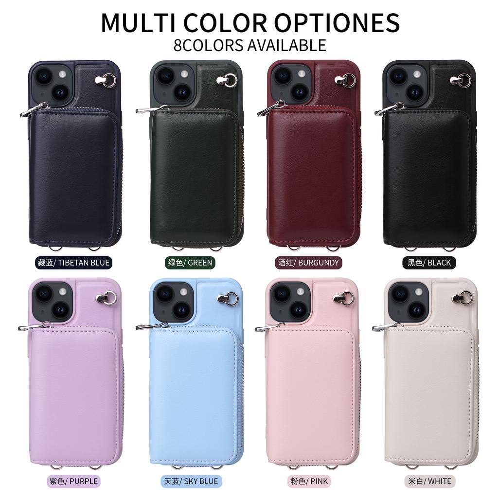 Crossbody Zipper Cards Solt Wallet Leather Case Bag For iPhone 15 Pro MAX 14 Plus 13 12 11 Lanyard Detachable Purse Pouch Cover